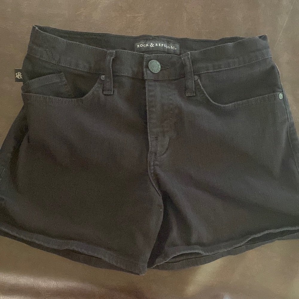 Rock & Republic Black Denim Jean Shorts Size 6